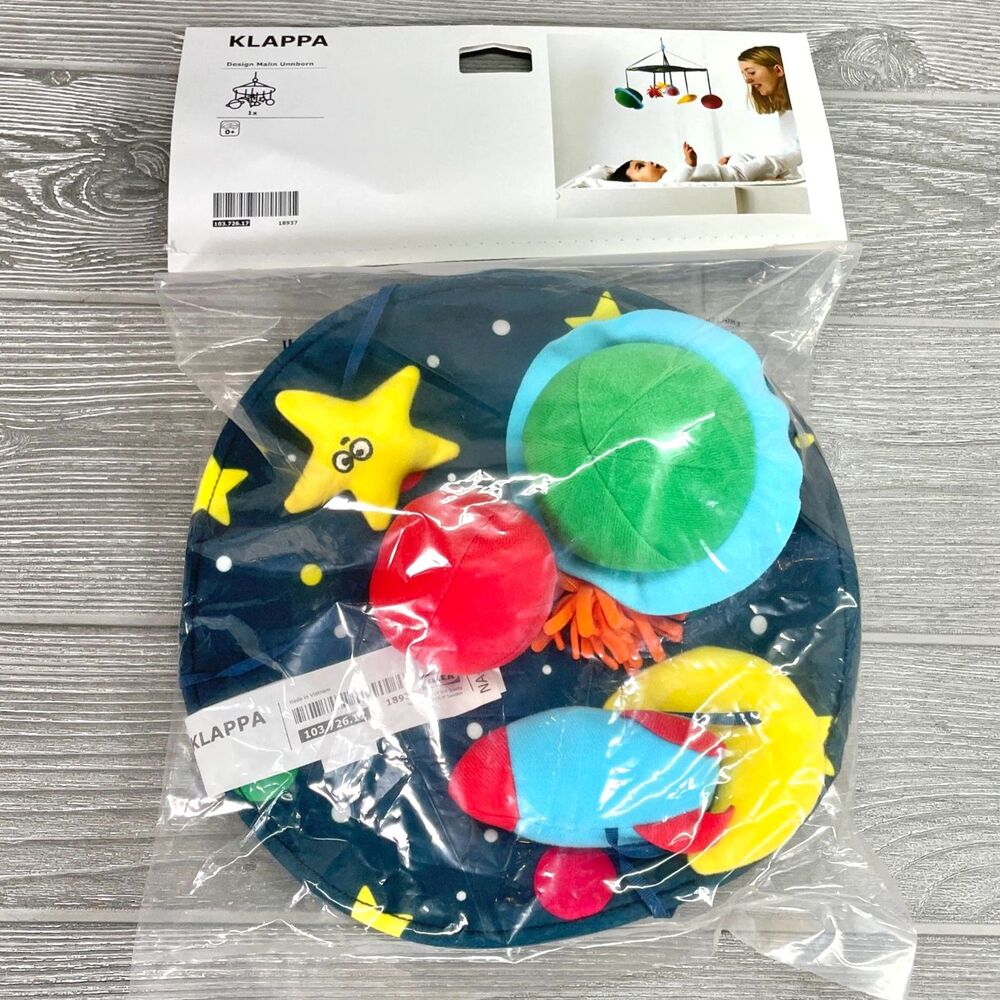 IKEA Klappa Baby Mobile Space Stars and Planets - Soft Plush Nursery Decor - NEW